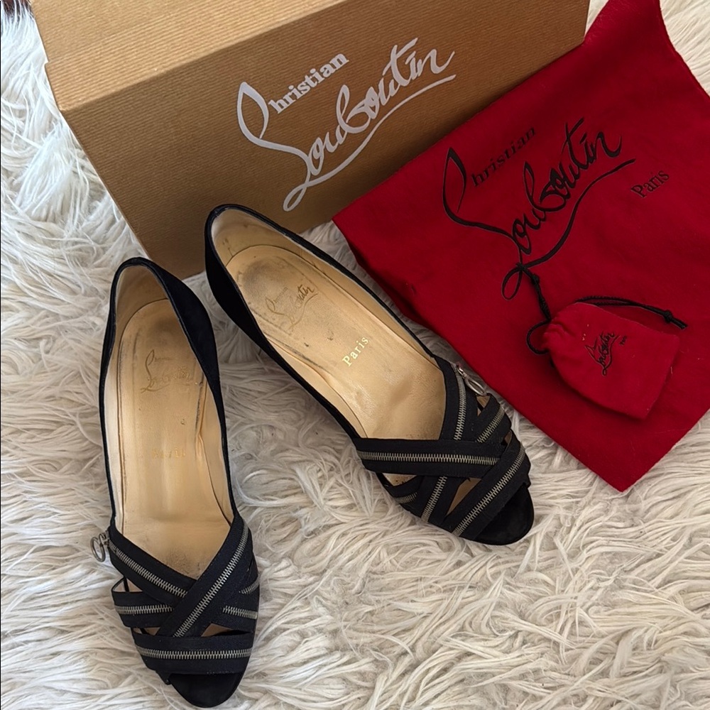 Christian Louboutin Black Heels with Crisscross Design